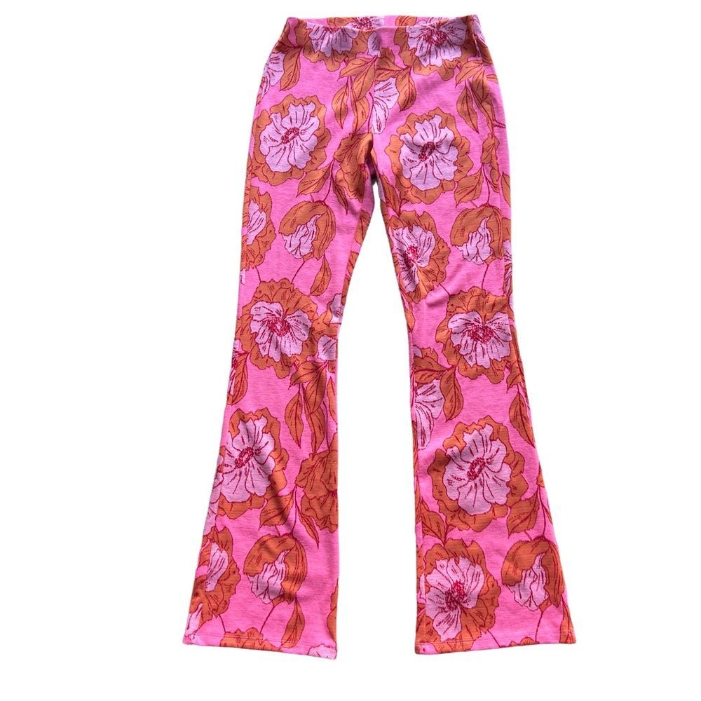 Zara Jacquard Floral Print Wide Leg Pants